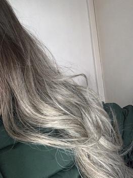 Product Review of JBEXTENSION【UK】25 Inches Long Curly Dark Brown With Grey Meches Hair Wig LOLA from Z**🌷 0