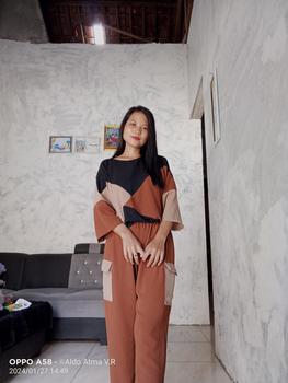 Product Review of db - AURA baju setelan muslim wanita kekinian korean style remaja dewasa crinkle airflow celana panjang atasan 3/4 terbaru 2025 baju set santai Kulot Casual from U**h S**i 2