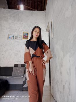 Product Review of db - AURA baju setelan muslim wanita kekinian korean style remaja dewasa crinkle airflow celana panjang atasan 3/4 terbaru 2025 baju set santai Kulot Casual from U**h S**i 1