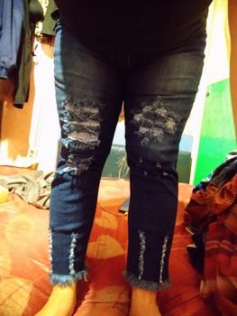 Product Review of jener celana jeans wanita 7/9 model sobek-sobek street kekinian ada lapisan bawah rawis kaki melar Soft Stretch from S**n G**l 0
