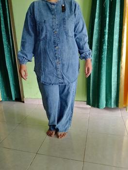 Product Review of Setcel - A03 SYEHAL COLLECTION- Oneset / Setcel Kemeja Wanita Full Jeans - Setelan Pakaian Wanita Denim Baju Panjang from h**2 0