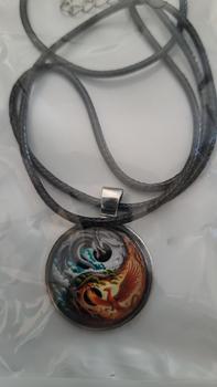 Product Review of Kalung Liontin Yin Yang Art Kaca Cembung Tali Kulit Rantai Stainless Steel from u**5 0