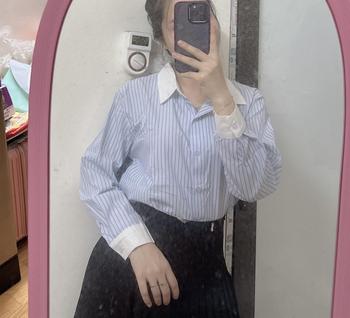 Product Review of Áo sơ mi kẻ sọc viền trắng from H**n 2