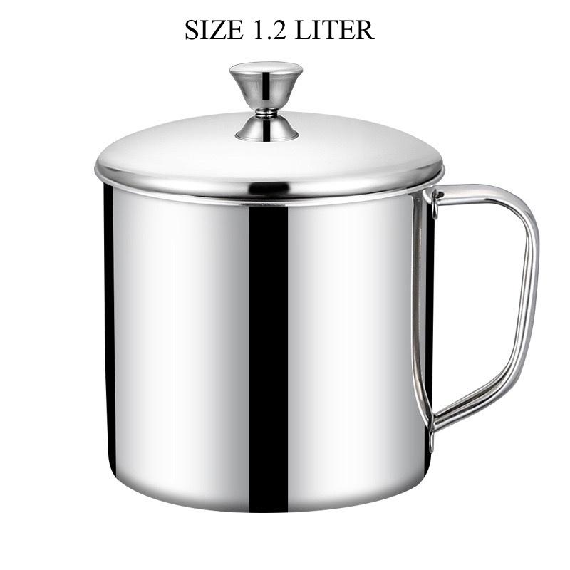 PUSAT17 OIL POT FILTER 1300ML SARINGAN STAINLESS MINYAK GORENG SISA WADAH JELANTAH TEMPAT MINYAK SARINGAN