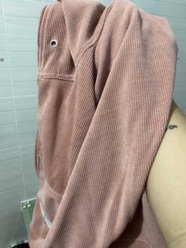 Product Review of Áo Khóac Nhung Gân Sọc Tay Logo Vuông Form Lửng from T**🎀 1