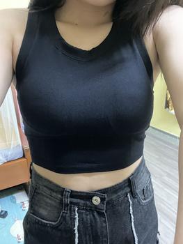 Product Review of Áo Ba lỗ Nữ Áo Croptop Cotton Mềm Mịn Kèm Mút Đệm Ngực Dáng Ngắn Siêu Hot Hàng QC Loại 1 Màu Đen, 5 Màu Kem Đệm Lót Women Thun áo croptop cóáotrong from P**m Đ**h Q** 0