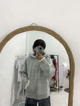 Product Review of Áo khoác có nón Hoodie zip Dalla phối ren nón và tay form rộng Regods - Hoodie zip Dalla from Á** 1