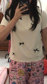 Product Review of Áo thun nữ baby tee đính nơ sang chảnh hottrend 2024 new best seller vải thun tăm co dãn bốn chiều dày dặn. Top from g**m 0
