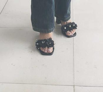 Product Review of G04 Giày cao gót đế vuông quai voan đá 5 phân, sadal nữ quai bèo óng ánh. Shoes vừa hạt DéP Quai Hậu Jean from ꧁**à ℳ**꧂ 0