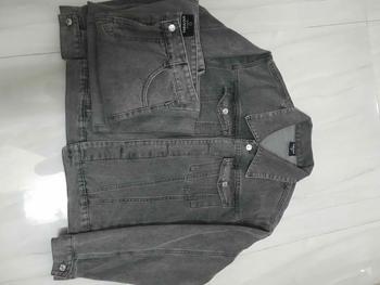 Product Review of FABULOUS Set Denim Gồm Áo Khoác Jean Form Unisex Và Quần Ống Rộng , Màu Đen/ Xám Cement Menswear Ong Có Túi from d** 1