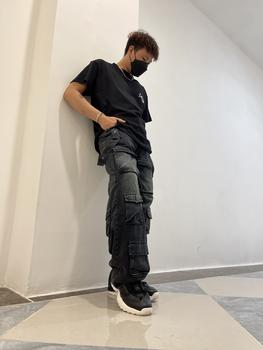 Product Review of JEANS STRAP BOX (8 Túi hộp phối đai) - Quần jeans ống rộng phủ gót chùm giày halo kaki Pants Kem Nữ Denim Ong from ʕ**o ** 0