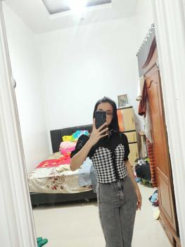 Product Review of Suzan Blouse Kemeja Mix Cotton Knit - Rajut Korea Style Atasan Wanita TM 70135 from i**a 3