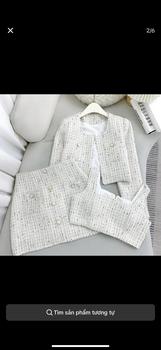 Product Review of Set dạ 3 món siêu xinh, cực kì cá tính, áo khoác dài tay, chân váy chữ ạ, áo 2 dây. Nữ Top from n**0 0