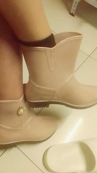 Product Review of Fashion Rain Shoes Women's Anti slip and Wear Resistant High Tube Rubber Shoes Rabbit Beige from F**y 0