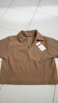 Product Review of Premium Sierra Top - Kaos Rib Knit Polo Crop Lengan Pendek Wanita Korean atasan baju  basic from r**9 0