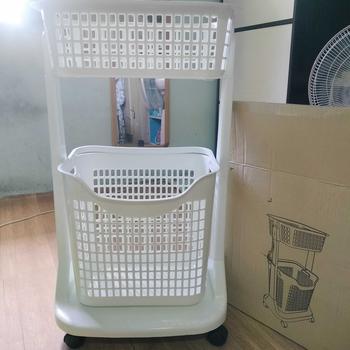 Product Review of ตระกร้า ล้อลาก มี ตะกร้าเก็บเสื้อผ้า 2 ชั้น ที่เก็บของและชั้นวาง พลาสติกเกรด A สีขาว/สีเทามีล้อเคลื่อนย้ายง่าย ขนาด 44x33x78 cm.  เสื้อผ้า ชั้นตะกร้าเด็ ขาว  ตะกร้า ตะกร้าเก็บของ แข็งแรงทนทาน ตะกร้า  ผ้า เด็ก ตะกร้าใส่เสื้อผ้า เตรียม คลอด พลาสติก สี baske from t**4 2