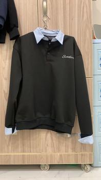 Áo sweater phối sơ mi dài tay JULIDO chất liệu vải nỉ hai da