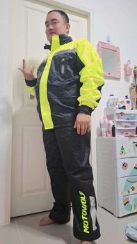 Product Review of ชุดเสื้อกันฝนมอเตอร์ไซค์ MOTOWOLF ดีไซน์แยก สะท้อนแสง กันน้ำ ใส่สบาย พกพาสะดวก เหมาะสำหรับการปั่นจักรยานกลางแจ้ง เสื้อกันฝนแบบเบา กางเกงกันฝน from c**n 1