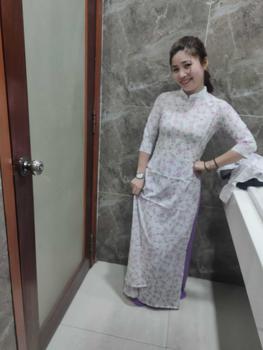 Product Review of Áo dài hoa nhí tím lụa Nhật in 6D _ Mã P64 from Đ**y 0
