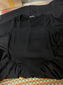 Product Review of TT108 Váy cổ vuông phối thô cộc tay vạt v váy xinh dễ thương Đầm Nữ Dress Women Kem Voan from B**😀 0