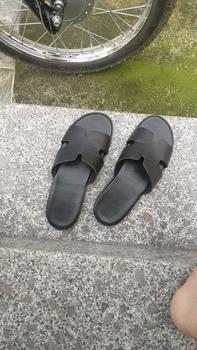 Product Review of Dép Nam quai ngang bản da sần chữ [H] full đen .sang xịn mịn DéP Sandal Đế Bằng Cao Su Nhung Đồng from 𝘿**𝙝 0