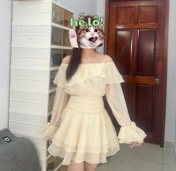 Product Review of Váy Dự Tiệc Trễ Vai Tay Đính Hoa Phối Chân Váy Xòe 3 Tầng Cira Boutique D0939 - Voan Tơ - Size S/M/L - Be/Xanh/Đen - Nữ - Dress, Women Tre váy  tiệc from L** L** 1