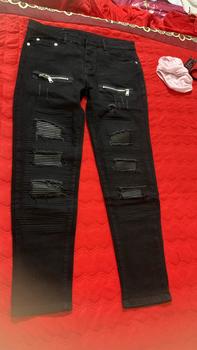 Product Review of Quần jean dài nam kiểu rách gối khóa gấu chân màu đen đâm chất bò co dãn nhẹ Q37 form skinny đẹp Menswear Pants Có Túi from H**i 1**1 1