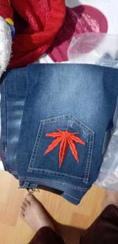 Product Review of Quần jean nam xanh dài thêu lá phông đỏ bản 4 cúc Pants Menswear Có Túi from l** 1