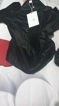 Product Review of Kemeja lengan panjang retro fashion korea atasan off-shoulder beludru hitam wanita blouse baju atasan wanita velvet top crop from S**t 1