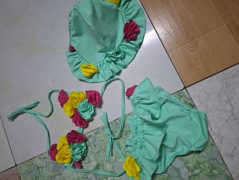 Product Review of Đồ Bơi Hoa Kèm Mũ Xinh 3 Màu Cho Bé Gái |Bikini Cho Bé from b** h**🥰 3