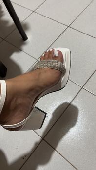 Product Review of Martini Elegant Rhinestone White Fairy Sandals with Block Heels for Women 3.5 inches High from T**x 0