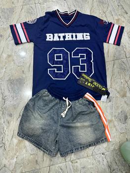 Product Review of Set bộ jean baggy chữ đá siêu cấp áo cotton tay ngắn cổ tròn quần jean mềm lưng thun bản to co giản Women from T**h p**m 1