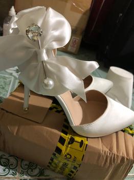 Product Review of N53 Giày cao gót gắn nơ lụa xoàn chéo , gót ngọc cao 9cm Shoes Nữ ( lùi 1sz ) from M**n 1