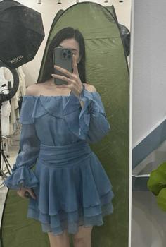 Product Review of Váy Dự Tiệc Trễ Vai Tay Đính Hoa Phối Chân Váy Xòe 3 Tầng Cira Boutique D0939 - Voan Tơ - Size S/M/L - Be/Xanh/Đen - Nữ - Dress, Women Tre váy  tiệc from K**m 3