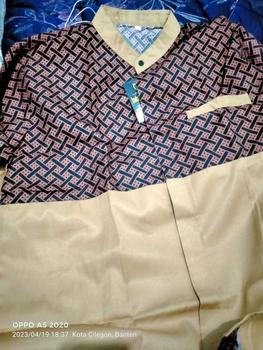 Product Review of Baju Koko Pria Dewasa Lengan Panjang Motif Kobata Qynang Kombinasi Batik Terbaru kain katun from A**️ 0