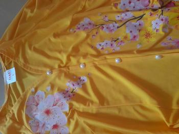 Product Review of Áo Bà Ba Dài Tay Cổ Tim Cách Tân Hoạ Tiết Hoa Mai Hoa Đào Vải Thun Co Giãn Áo Đi Chùa Đi Chơi Tết from g** 1
