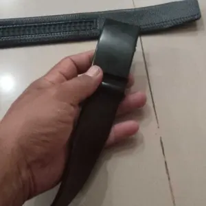 Gesper Ikat Pinggang Pria Wanita Kulit Sintetis Hitam Polos Model Rel Otomatis Belt Karet Sabuk Sabuk