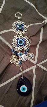 Product Review of Wall Hanging Pendant Amulet Lucky Blessing Protection Gift Turkish Blue Evil Eye Hamsa Hand Flower for Home Decoration from j**s ❤** 3