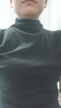 Product Review of Shoulder-length black half-high neck mid-sleeve t-shirt women's pre-fall 2024 undershirt with five-quarter sleeve top from M**h H** 0