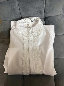 Product Review of Áo sơ mi nữ, áo sơ mi cổ ren áo sơ mi thô nến nẹp viền ren boi măng sét 2 màu trắng xanh full size SM Top Voi Shirt Women Sen  sơ  mi  cổ  trụ  nữ   nữ   lụa  đỏ  sang  chảnh  đễ thương áo cánh & áo sơ mi áo cánh & áo sơ mi from L** T**g 2