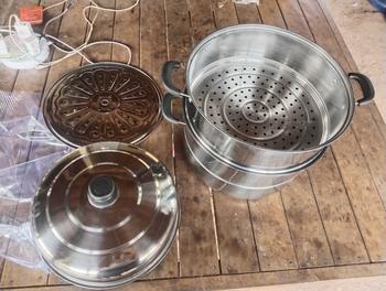 Product Review of หม้อนึ่งสแตนเลส 4ชั้น มี5ขนาด 28cm,30cm,32cm,34cm36cm.หม้อนึ่งขนาดใหญ่ ใช้กับแม่เหล็กไฟฟ้าได้ from ป**😘 2
