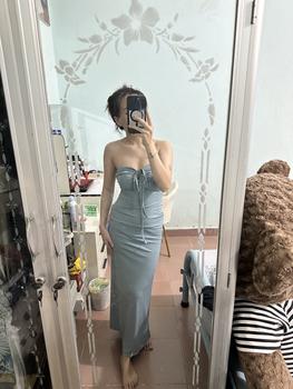 Product Review of D173 Váy Chụp Sinh Nhật Kem Slay Ăn Cưới Sang Chảnh Chất Thun Gân Co Giãn Nữ Women from K**o 0