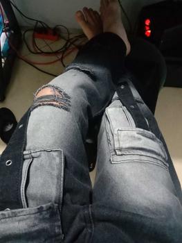 Product Review of Quần jean túi hộp rách khoan màu đen xám form suông rộng phù hợp cả nam và nữ from H**G T** C**N 1