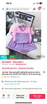 Product Review of [Hanashop][11-60kg] Bộ quần áo cotton mềm mịn mát, đồ bộ THỂ THAO in số 12 cho bé gái mùa hè from M** ư** (**) 2