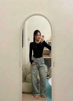 Product Review of Quần Jean Nữ Ống Suông Cạp Cao Dáng Dài, Quần Bò Nữ Ống Rộng Lưng Cao Chất Jean Demin from n**6 3