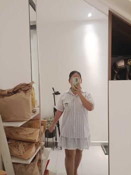 Product Review of (BigSize 48-90kg) Set Bộ Nữ BigSize Sét VÁY ÁO SM KẺ NƠ THÊU + CHÂN VÁY CÓ QUẦN TRONG Top Women from s**a h**h n**n 0