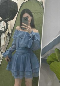 Product Review of Váy Dự Tiệc Trễ Vai Tay Đính Hoa Phối Chân Váy Xòe 3 Tầng Cira Boutique D0939 - Voan Tơ - Size S/M/L - Be/Xanh/Đen - Nữ - Dress, Women Tre váy  tiệc from K**m 2