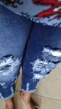 Product Review of jener celana jeans wanita 7/9 model sobek-sobek street kekinian ada lapisan bawah rawis kaki melar Soft Stretch from 💫**💫 0