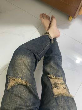 Product Review of YURI JEANS - (Vải QCCao Cấp) Quần Jeans Baggy Màu Dơ Bụi Rách Gối Chất Mền Mịn Dài94cm Nữ Pants from K**5 1
