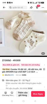 Product Review of Combo 10 đôi Vớ , tất  dệt kim, tất gấu BROWN  loại chất ĐẸP ( có tách lẻ 5 đôi )- tất nữ cổ ngắn Women from T**n B** 1
